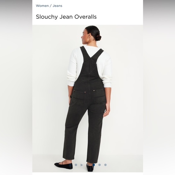 NWOT- Old Navy- Sz 16Tall- Black Denim Slouchy Overalls - Picture 3 of 12